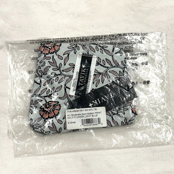 NWT Tavik Ali Moderate Swim Bottom in Light Blue Wild Flower Print - Extra Small - Picture 7 of 9